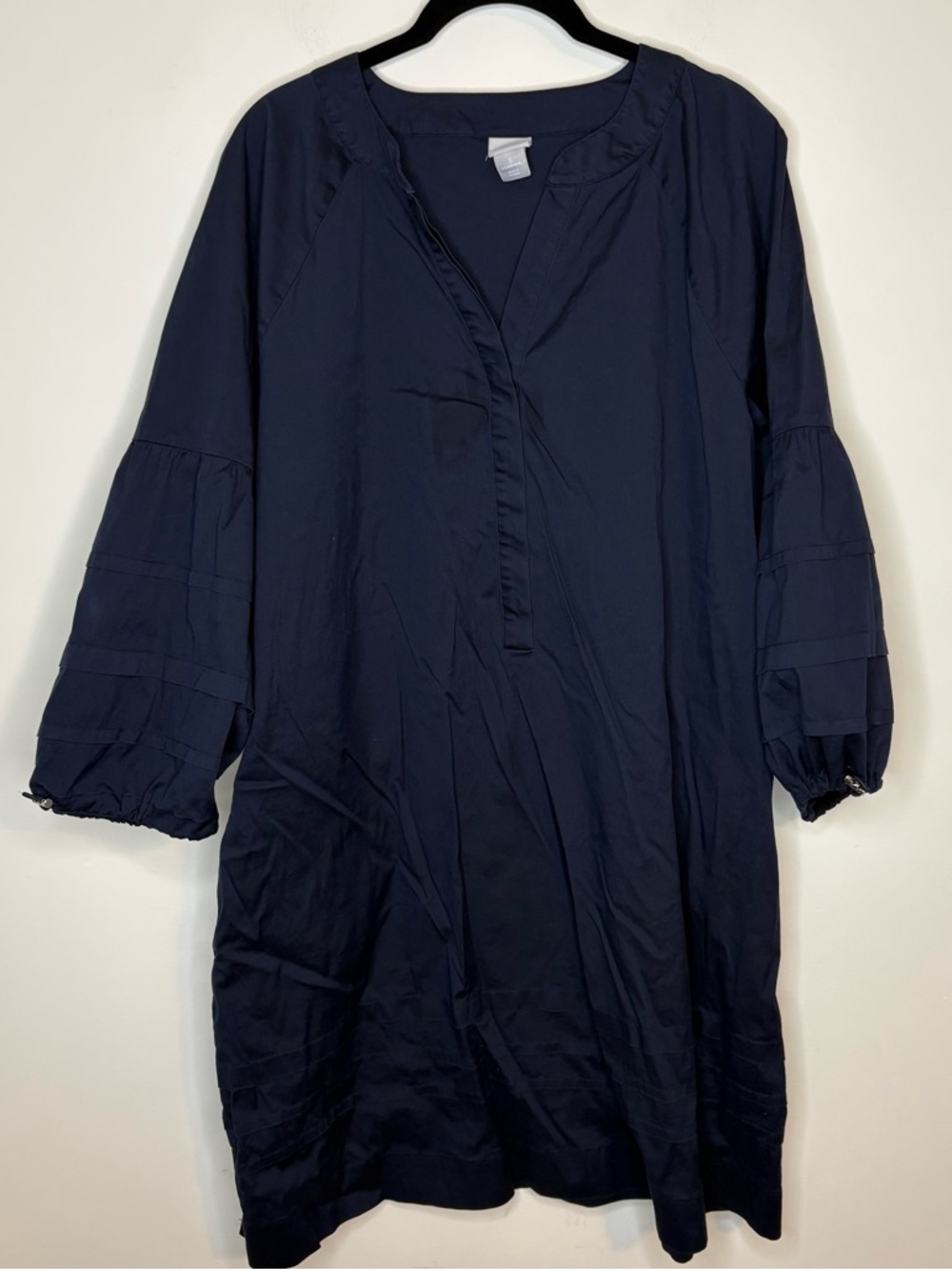 Chico’s Flowy Navy Blue Midi Dress with Tiered Sleeves Size 3 (XL)